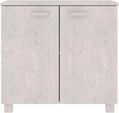 HAMAR White Sideboard, 33.5"x13.8"x31.5" Solid Pine Wood Buffet Cabinet with 2 Doors, Storage for Kitchen & Dining Room, Farmhouse Design Furniture Dining Storage
