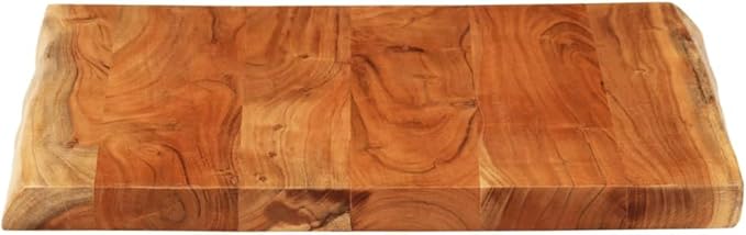 Rustic Acacia Wood Small Square Table Top 15.7x15.7x1.5 in Live Edge Solid Wood Tabletop for Butcher Block Standing Desk Side Coffee Bar Counter