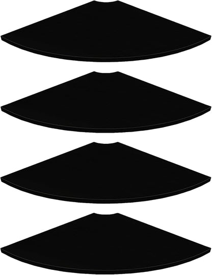 JJL Corner Shelf Wall Mounted, 12 Inch Wood Floating Corner Shelves with Wire Hole, Set of 4 Circular arc Corner Shelf for Bedroom Corner Decoration, Black