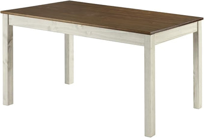 HomeStock Island Oasis Dining Table in Distressed White