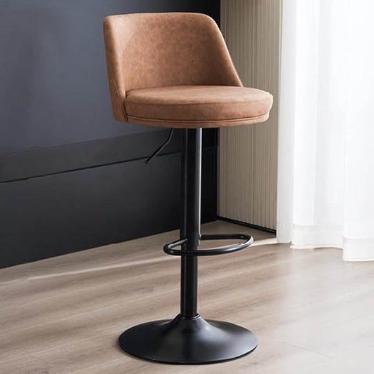 PU Leather Adjustable Stools - Swivel Armless Counter for Kitchen Island, Dining Room &,/Brown a-One Size