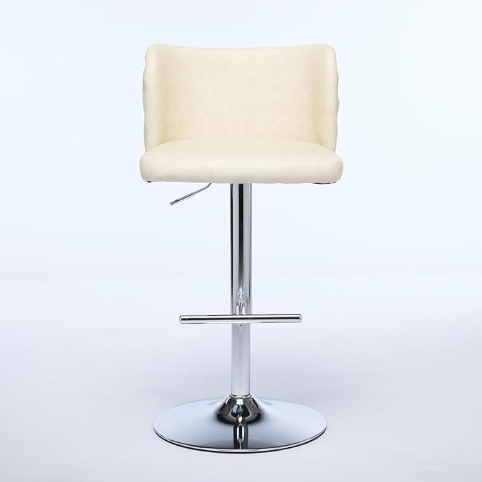 Furniture,Swivel Adjusatble Seat Height with Chrome Base, Modern PU Upholstered Bar Stools with The Whole Back Tufted, for Home Pub and Kitchen Island,Beige, Set of 2