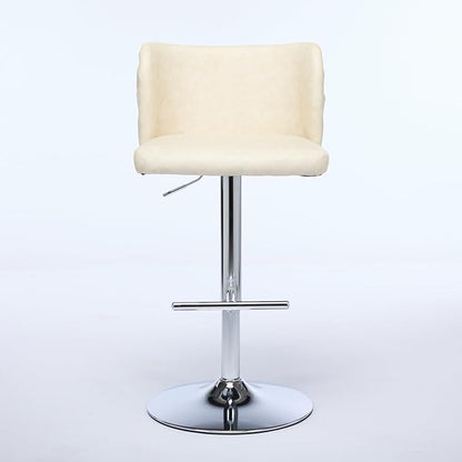Furniture,Swivel Adjusatble Seat Height with Chrome Base, Modern PU Upholstered Bar Stools with The Whole Back Tufted, for Home Pub and Kitchen Island,Beige, Set of 2