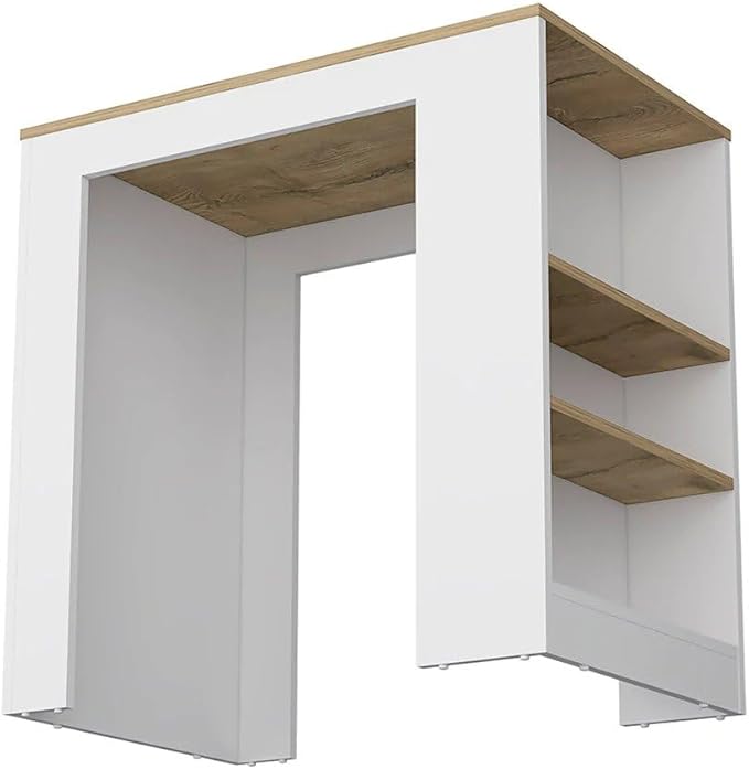 Kitchen Island with Storage Shelves - Counter Height Table for Dining & Prep in White and Ibiza Marble
