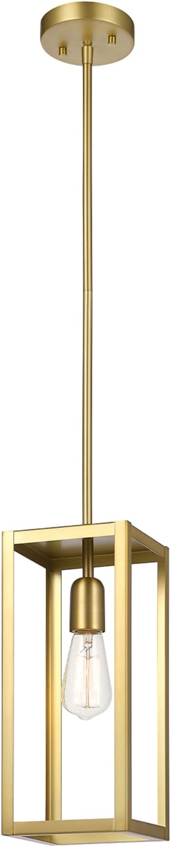 Globe-Electric 67000151 1-Light Pendant Light Fixture, Matte Brass, Dining Room Fixture, Kitchen Island Lighting, Contemporary, Living Room Pendant Light, Hanging Lights for Bedroom