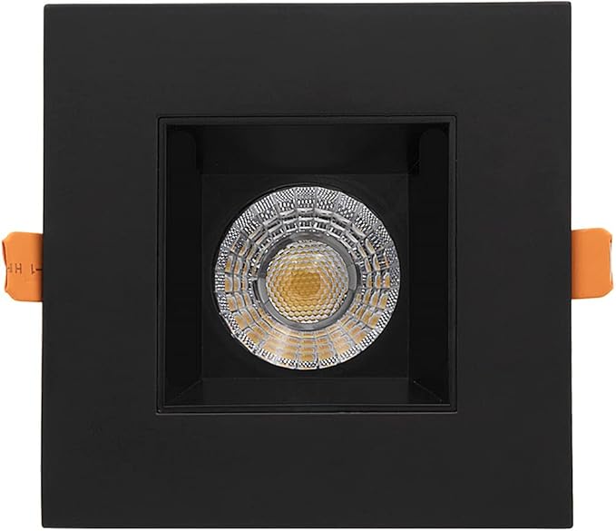 Maxxima 4 in. Ultra-Thin Recessed Anti-Glare LED Downlight, Canless IC Rated, 5 Color Temperature Selectable 2700K/3000K/3500K/4000K/5000K, Dimmable Square Black Trim, 90 CRI