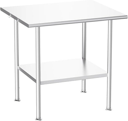Atelicf All-Stainless Steel Prep Table, 30 X 36 Inch, with Rounded-Edges and Adjustable Undershelf, Heavy-Duty Build for Outdoor Use,Restaurants,Hotels,Workshops,Kitchens,Gardens, and Garages