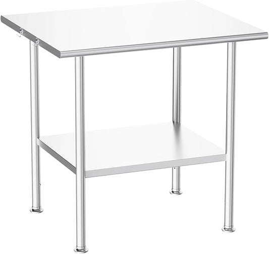 Atelicf All-Stainless Steel Prep Table, 30 X 36 Inch, with Rounded-Edges and Adjustable Undershelf, Heavy-Duty Build for Outdoor Use,Restaurants,Hotels,Workshops,Kitchens,Gardens, and Garages