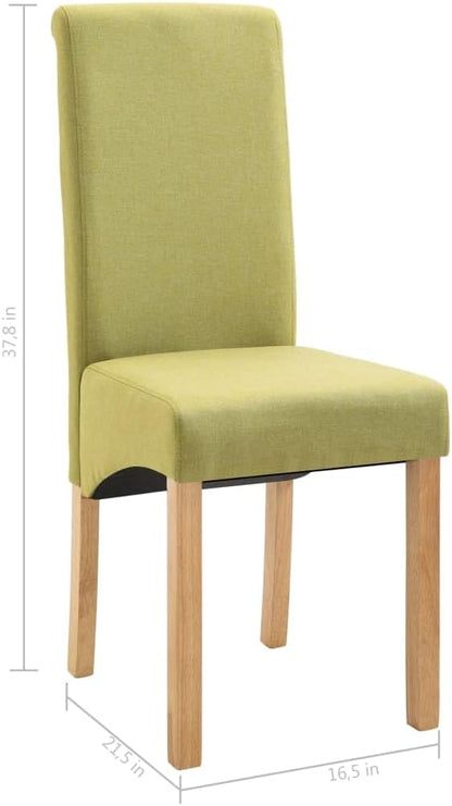 Green Dining Chairs Set of 2 Ergonomic Fabric Upholstered Wood Frame Modern Comfort for Kitchen Dining Room and Living Space