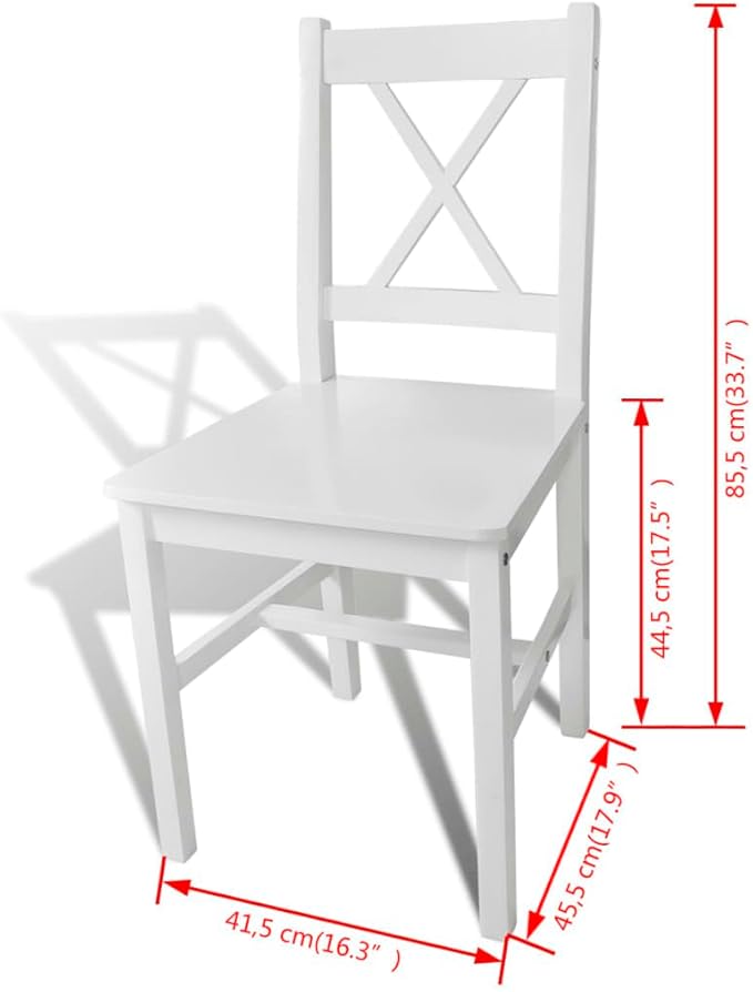 White Pinewood Dining Chairs Set of 2 Farmhouse Modern Accent Chairs for Kitchen Dining Room Living Room