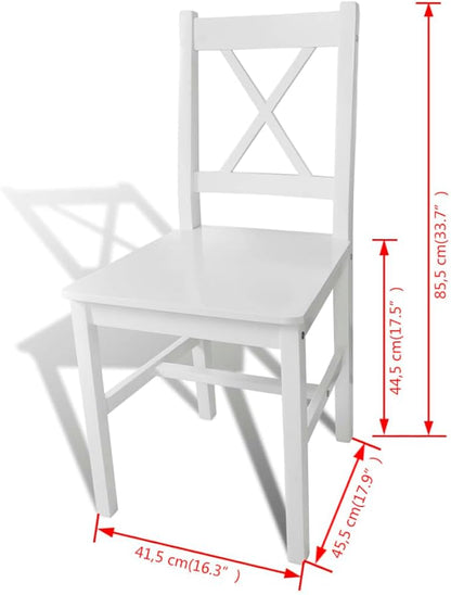 White Pinewood Dining Chairs Set of 2 Farmhouse Modern Accent Chairs for Kitchen Dining Room Living Room