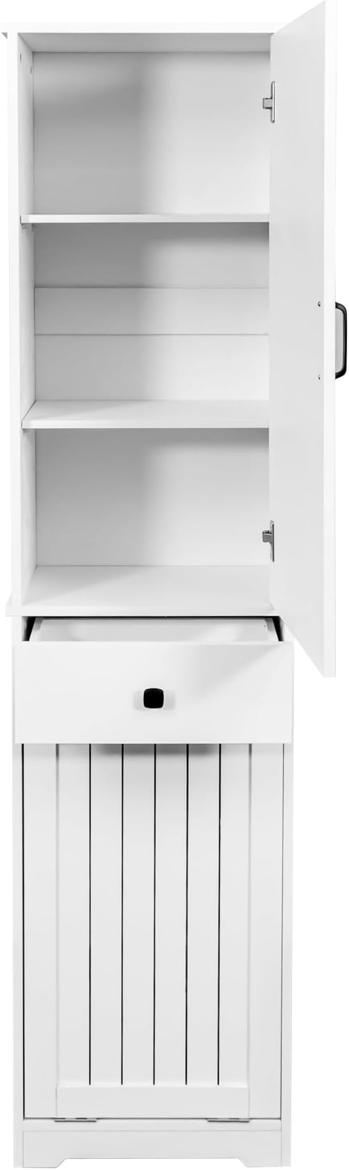 KEIKI 70.87''" Tall Laundry Cabinet, Storage Cabinet with One-Compartment & One-Drawer Tilt-Out for Laundry Room, Bathroom Organizer, White, (Style B)