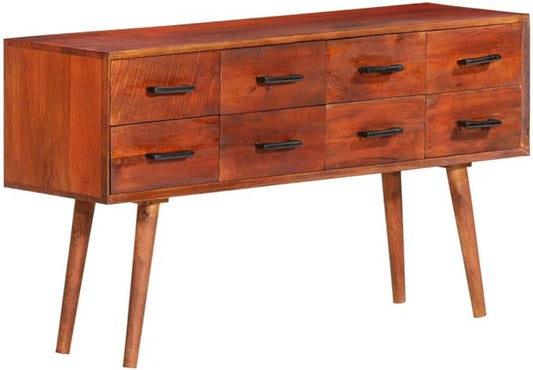 Brown Solid Mango Wood Sideboard, 8-Drawer Buffet Cabinet with Storage, Stained Finish, 43.3" Living Room Furniture Kitchen Furnitur