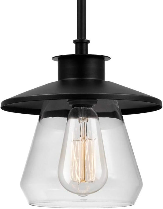 GLOBE Electric 64847 Nate 1-Light Pendant, Oil Rubbed Bronze, Clear Glass Shade