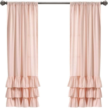 Lush Decor, Blush Allison Ruffle Curtains Window Panel Set for Living, Dining Room, Bedroom (Pair), 63" x 40" (16T004557)
