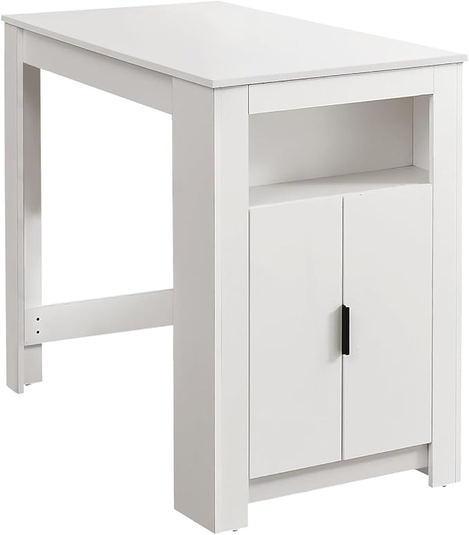 Monarch Specialties I 1202 Dining Table, 48" Rectangular, Counter Height, Kitchen, Small, Storage, White Laminate