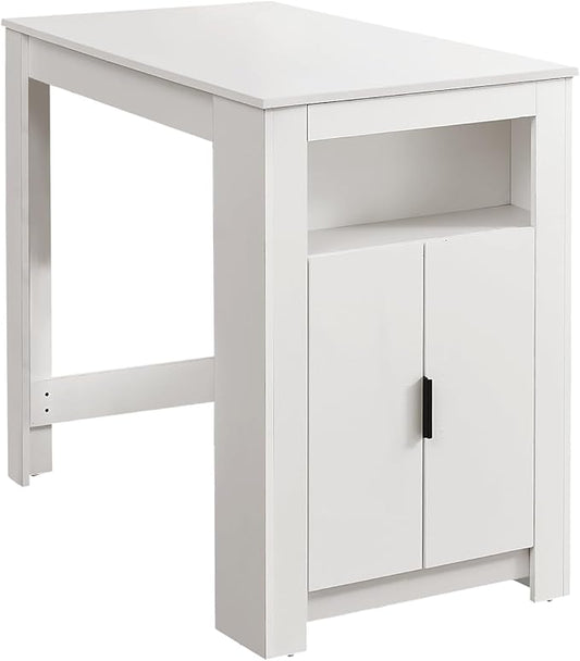 Monarch Specialties I 1202 Dining Table, 48" Rectangular, Counter Height, Kitchen, Small, Storage, White Laminate