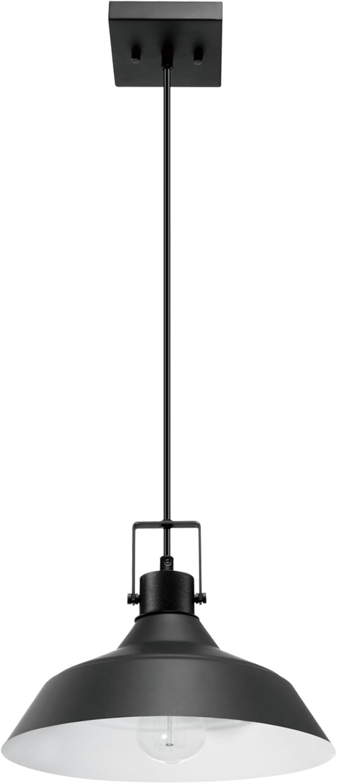GLOBE Electric 44476 1-Light Indoor/Outdoor Pendant Light, Matte Black Finish, Textured Socket Detail, Adjustable Hanging Height, E26 Base, Modern Farmhouse Style