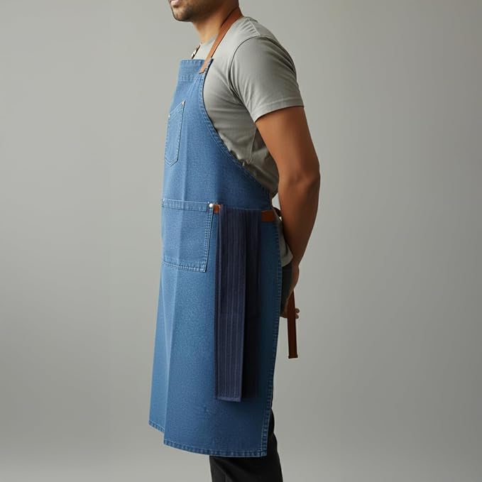 100% Cotton Printed Kitchen Apron with 2 Pockets for Men and Women – Adjustable Chef Apron - Machine Washable