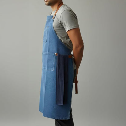 100% Cotton Printed Kitchen Apron with 2 Pockets for Men and Women – Adjustable Chef Apron - Machine Washable