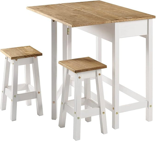 Furniture Dash - Drop Leaf Dining Table - Kitchen & Bar Height - 31.5" W x 23.6" D x 39.7" H - 60.5lb (White)