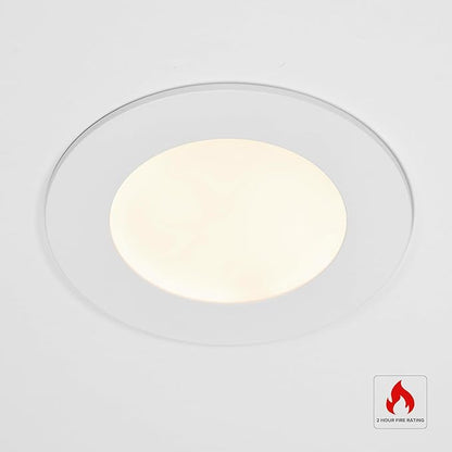 Maxxima 4 in. 2 Hour Fire Rated Ultra Thin LED Downlight, Slim Recessed Canless Light, IC Rated, 800 Lumens, 5 Color Temperature Selectable 2700K/3000K/3500K/4000K/5000K, Dimmable, J-Box Included