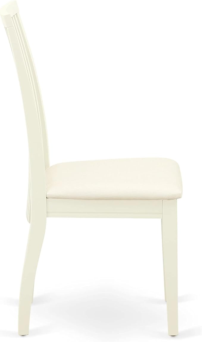 East West Furniture IPC-LWH-C Ipswich Dining Chairs - Linen Fabric Upholstered Wood Chairs, Set of 2, Linen White
