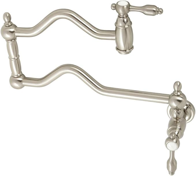 Kingston Brass KS2108TAL Tudor Wall Mount Pot Filler, Brushed Nickel