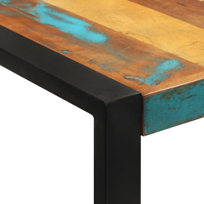 Industrial Bar Table with Rustic Reclaimed Wood and Iron Frame 55.1x27.6x43.3 Inches for Dining Room Kitchen Living Space Indoor Outdoor Use