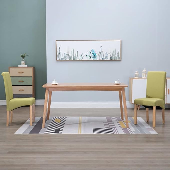 Modern Dining Chairs Set of 2 Green Fabric Upholstered Wooden Frame Accent Chairs for Kitchen Living Room Farmhouse Decor Comfortable Sturdy Furniture