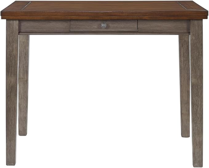Espresso and White Two Tone Counter Height Dining Table with 4 Drawers, Space-Saving Design for Home Dining Rooms and Kitchen Islands