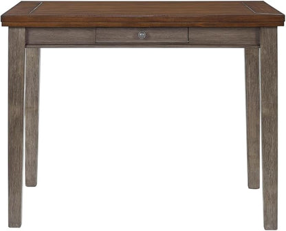 Espresso and White Two Tone Counter Height Dining Table with 4 Drawers, Space-Saving Design for Home Dining Rooms and Kitchen Islands