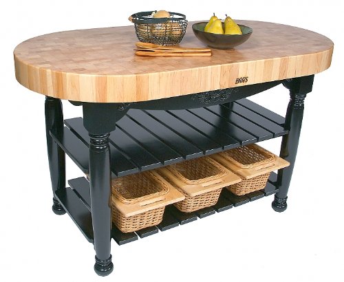 John Boos American Heritage Harvest Kitchen Island with Butcher Block Top Base Finish: Alabaster White