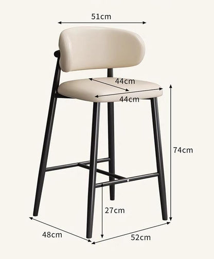 PU Leather Stools Counter Height High Back Wood Legs Kitchen Island Rustic Dining Chairs 200kg Max Load,White-78cm