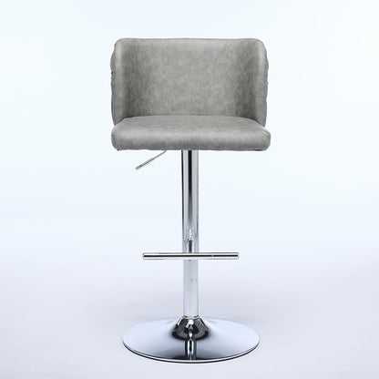 Furniture,Swivel Adjusatble Seat Height with Chrome Base, Modern PU Upholstered Bar Stools with The Whole Back Tufted, for Home Pub and Kitchen Island,Gray, Set of 2