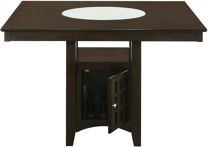 HomeStock Counter Height Dining Table - Square Kitchen Table with Storage - Cappuccino Finish