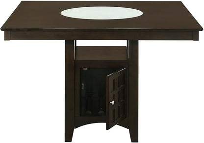 HomeStock Counter Height Dining Table - Square Kitchen Table with Storage - Cappuccino Finish