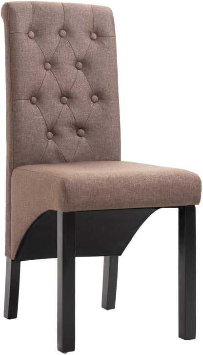 Dining Chairs 2-Piece Set Brown Fabric Upholstered Rubber Wood Frame Modern Farmhouse Kitchen Furniture for Dining Room and Home Decor