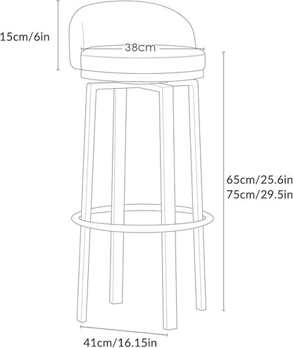 Swivel Stools Gold Metal Leg Height stools with Back High Dining Chairs for Home Kitchen Island-Grey 2 Pcs-25.6in Sitting (Grey 1 Pcs)