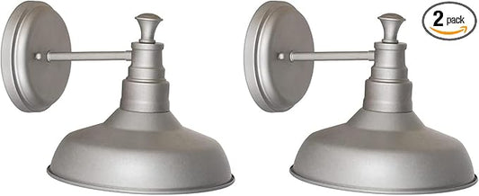 Design House 519892 Kimball Industrial Farmhouse 1-Light Indoor Wall Light with Metal Shade for Hallway Bathroom Kitchen Foyer, Galvanized Paint (Pack of 2)