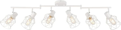 WILON Track Lighting Fixtures, 6 Light Kit Flush Mount Ceiling Spotlight, White Kitchen Light, Flexibly Rotatable Head, E26 Base