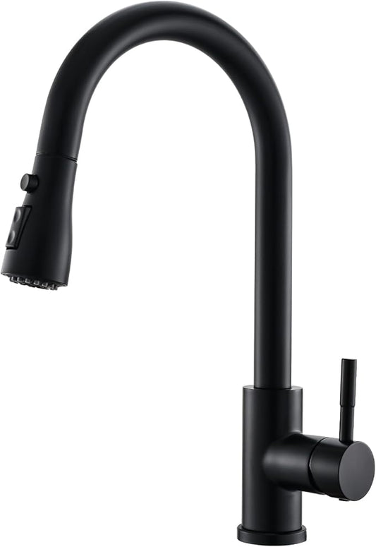 GIMILI Black Kitchen Faucet with Pull Down Sprayer Single Hole Kitchen Sink Faucet Suitable for Farmhouses RV Laundry Room Outdoor and Campers