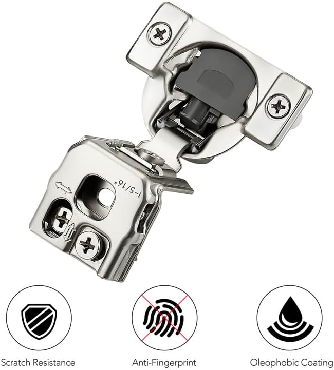 Ravinte 2 Pack 1 Pair 1-5/16 inch Overlay Cabinet Hinges Kitchen Soft Close Cabinet Hinges Hidden Door Hinge for Kitchen Cabinet Stainless Steel Adjustable Hinges Satin Nickel Cabinet Hardware