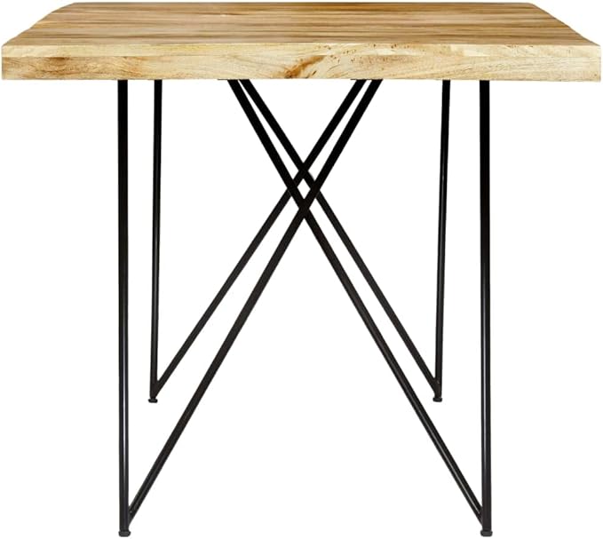 71 in Rustic Dining Table Solid Mango Wood & Steel Seats 6 8 Kitchen Room Furniture Industrial Brown Rectangular Modern Design for Dining Room