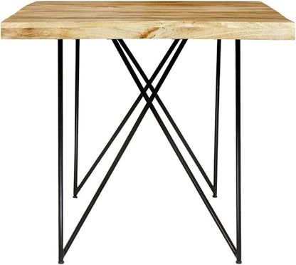 71 in Rustic Dining Table Solid Mango Wood & Steel Seats 6 8 Kitchen Room Furniture Industrial Brown Rectangular Modern Design for Dining Room