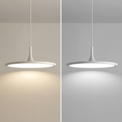 JAYMP Dining Room Modern Pendant Lighting Dimmable LED Disk Light Adjustable Height Kitchen Island Hanging Light Fixture (White, Dia 19.7 inch)