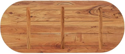 Oval Acacia Wood Table Top 39.4"x15.7" Solid Wood Dining Countertop, Heat Resistant Butcher Block Desk Surface, Natural Finish for Kitchen, Office or Small Restaurant