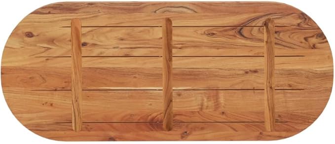Acacia Butcher Block Table Top 39.4x15.7 in Oval Solid Wood Countertop Kitchen Dining Desk Surface Natural Finish Easy DIY Upgrade for Dining Room Studio Apartment Tiny Home