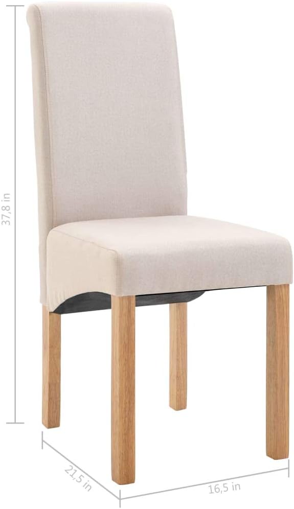 Modern Dining Chairs Set of 4 Cream Fabric Upholstered Wood Frame Ergonomic Design for Dining Room Kitchen and Living Room