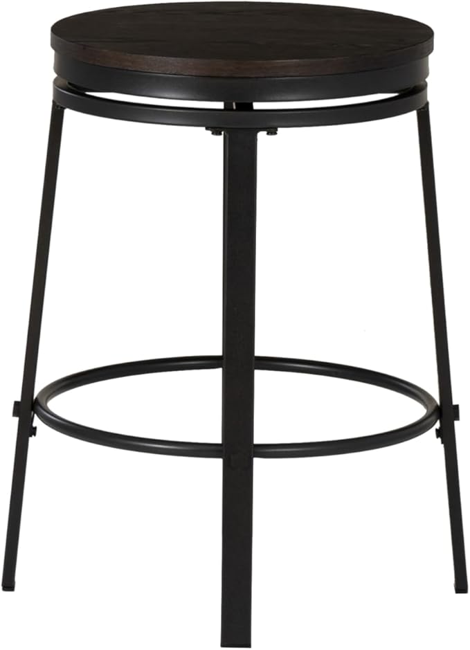 Powell Mikka Black and Brown Five Piece Round Counter Height Dining Pub Set with Swivel Seats